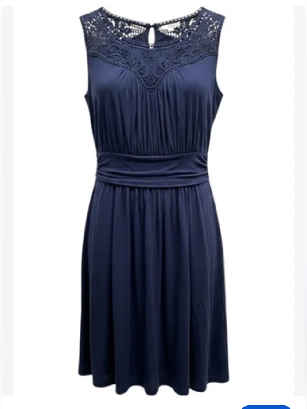 Boden Navy Sleeveless Dress with Lace Yoke